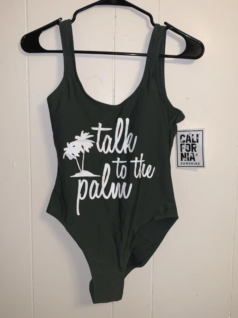 California Sunshine One Piece Tank Swimsuit Olive Juniors Size S NEW